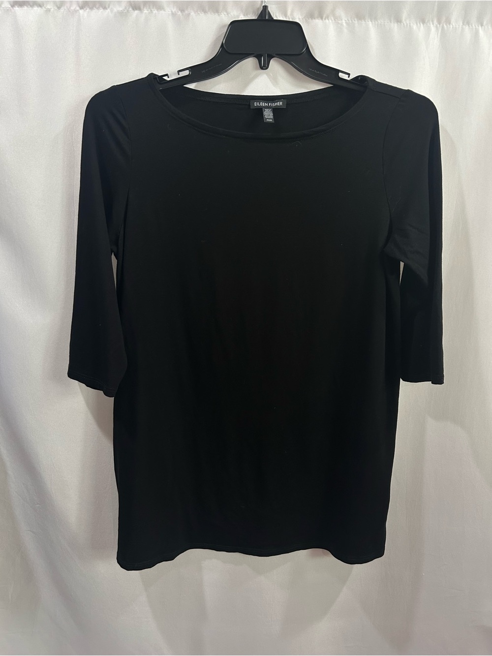 Eileen Fisher Black Crewneck tunic top slits